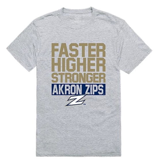 W Republic Apparel 530-100-HGY-04 University of Akron Workout Tee Shirt - Heather Gray, Extra Large