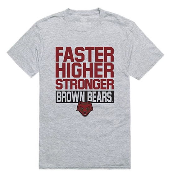 W Republic Apparel 530-106-HGY-02 Brown University Workout Tee Shirt - Heather Gray, Medium