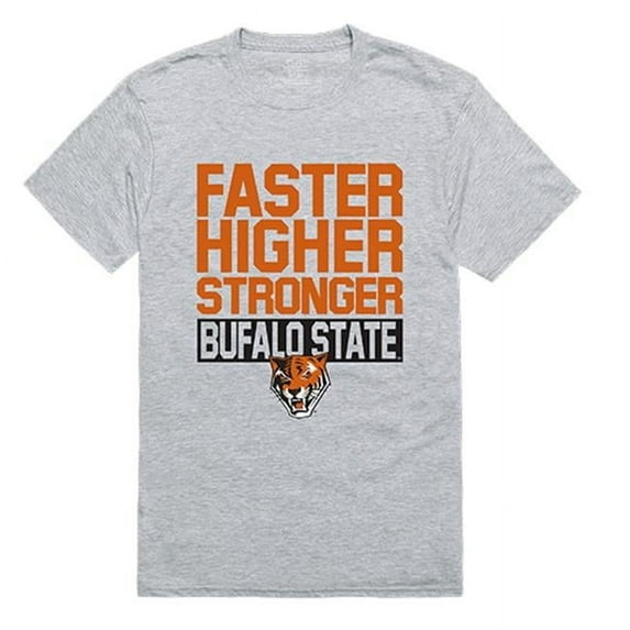 W Republic Apparel 530-107-HGY-05 Buffalo State College Workout Tee Shirt - Heather Gray, 2XL