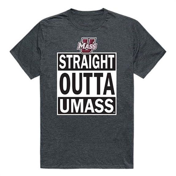 W Republic Apparel University of Massachusetts Straight Outta College Tee for Men - H. Charcoal - 2X