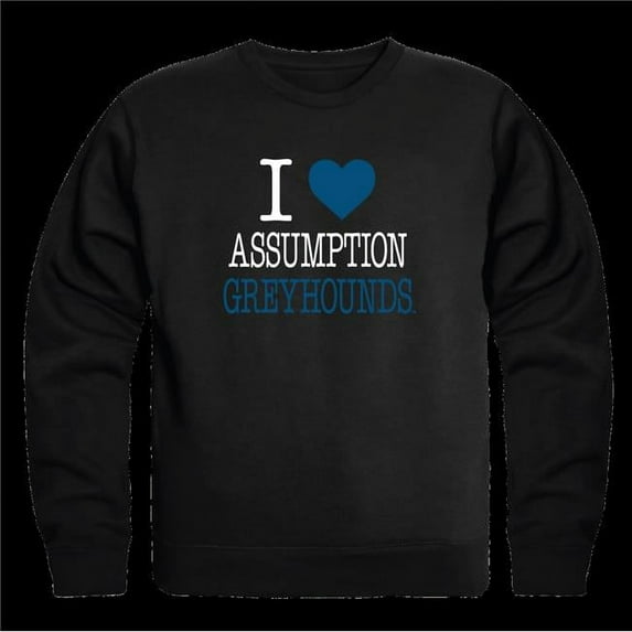W Republic Assumption University Greyhounds I Love Crewneck Sweatshirt, Black - Extra Large