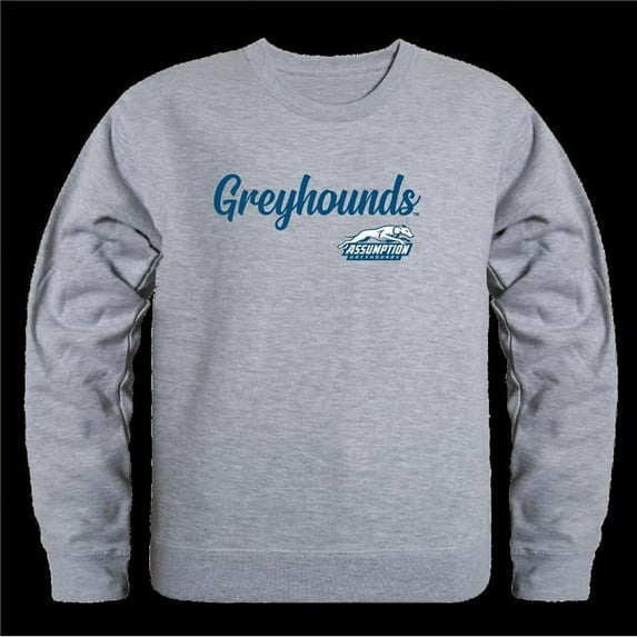 W Republic Assumption University Greyhounds Script Crewneck Sweatshirt, Heather Grey - Small