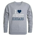 thumbnail image 1 of W Republic  Averett University Cougars I Love Crewneck Sweatshirt, Heather Grey - Medium, 1 of 1