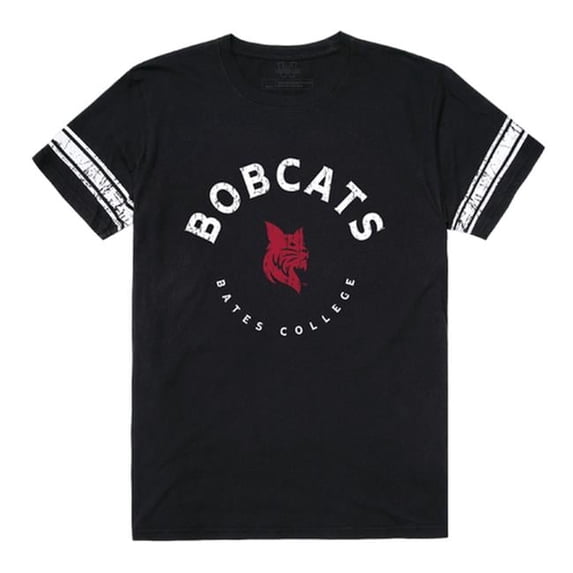 W Republic Bates College Bobcats Men Football T-Shirt, Black - Large