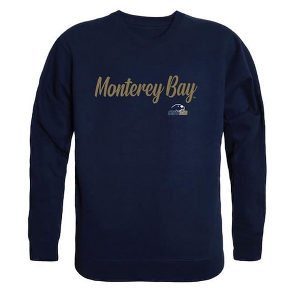 W Republic California State University, Monterey Bay Mens Script Crewneck T-Shirt - Navy, Medium