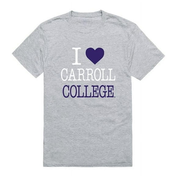 W Republic  Carroll College Saints I Love T-Shirt, Heather Grey - 2XL