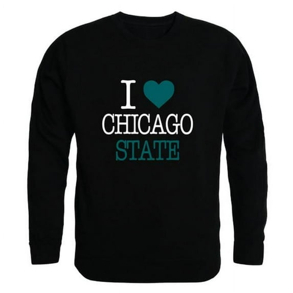 W Republic Chicago State University Cougars I Love Crewneck Sweatshirt, Black - Small