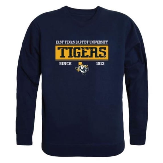 W Republic East Texas Baptist University Tigers Established Crewneck Sweatshirt, Navy - 2XL