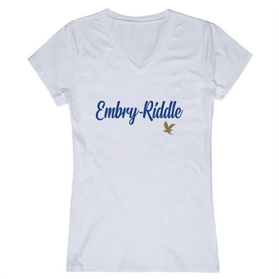 W Republic Embry-Riddle Aeronautical University Script T-Shirt for Women, White - Extra Large