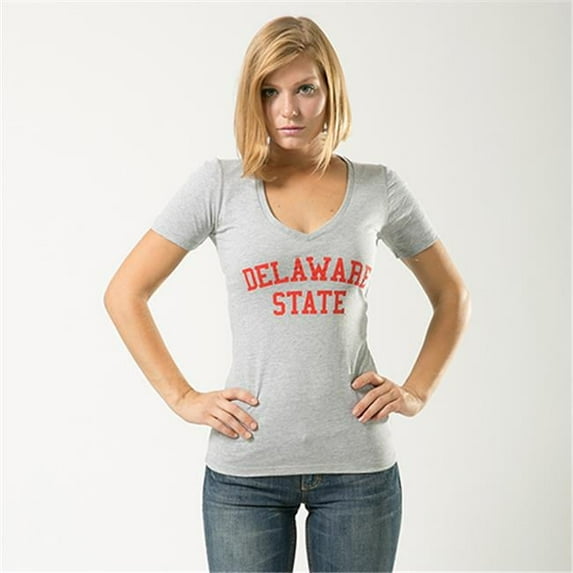 W Republic Game Day Womens Tee Delaware State- Heather Grey - Medium