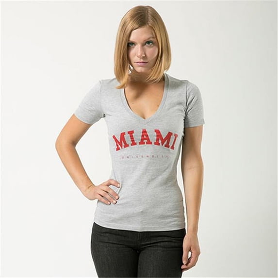 W Republic Game Day Womens Tee Miami University- Heather Grey - Large