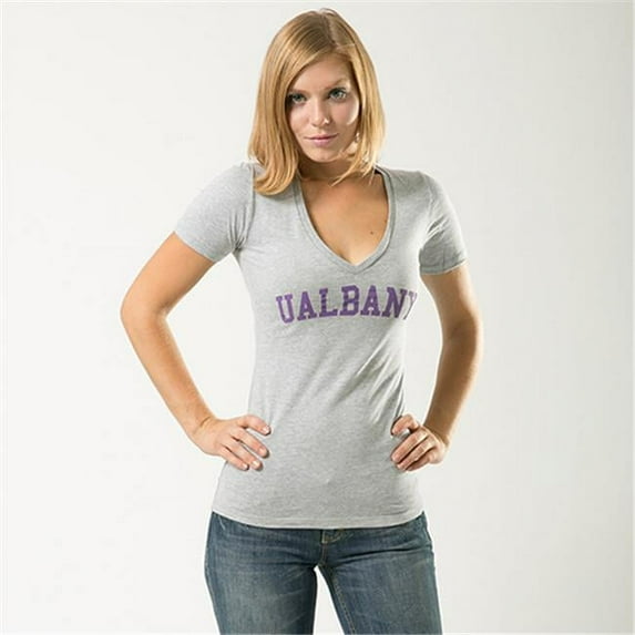 W Republic Game Day Womens Tee UAlbany- Heather Grey - Large