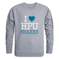 thumbnail image 1 of W Republic  Hawaii Pacific University Sharks I Love Crewneck Sweatshirt, Heather Grey - Extra Large, 1 of 1