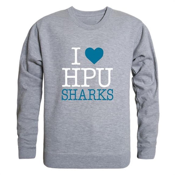 W Republic Hawaii Pacific University Sharks I Love Crewneck Sweatshirt, Heather Grey - Extra Large