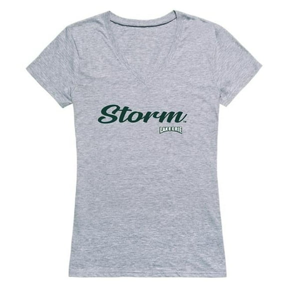 W Republic Lake Erie College Script T-Shirt for Women, Heather Grey - 2XL
