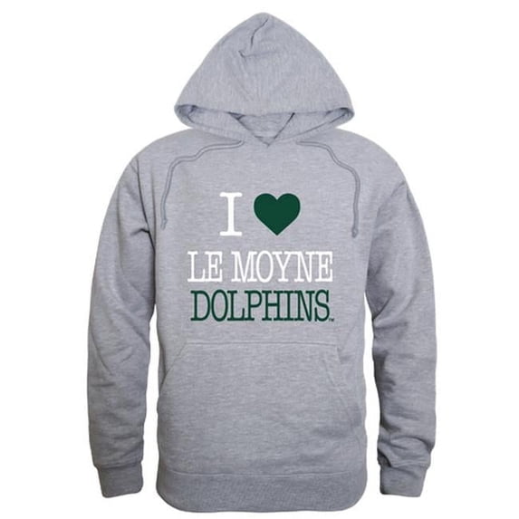 W Republic Le Moyne College Dolphins I Love Hoodie, Heather Grey - Medium