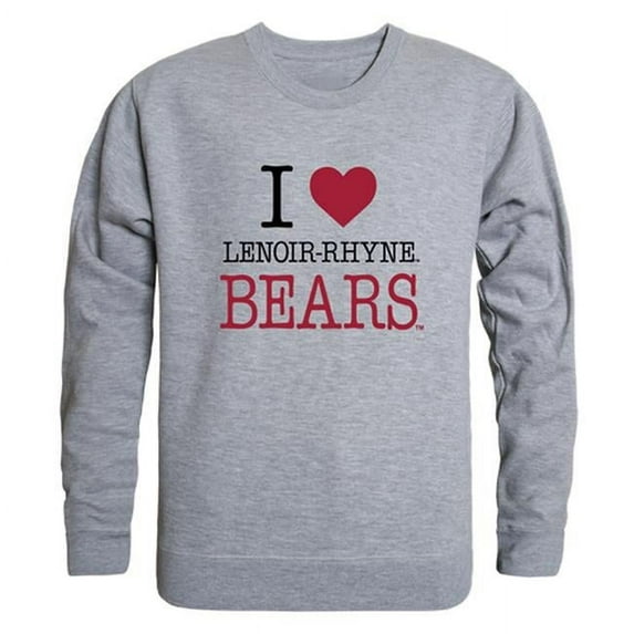 W Republic Lenoir-Rhyne University Bears I Love Crewneck Sweatshirt, Heather Grey - Medium