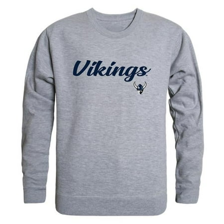 W Republic 556-252-HGY-04 Men Western Washington Vikings Script Crew Fleece, Heather Grey - Extra Large