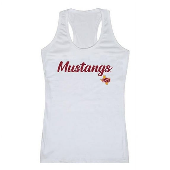 W Republic Midwestern State University Mustangs Script Tank Top, White - Medium