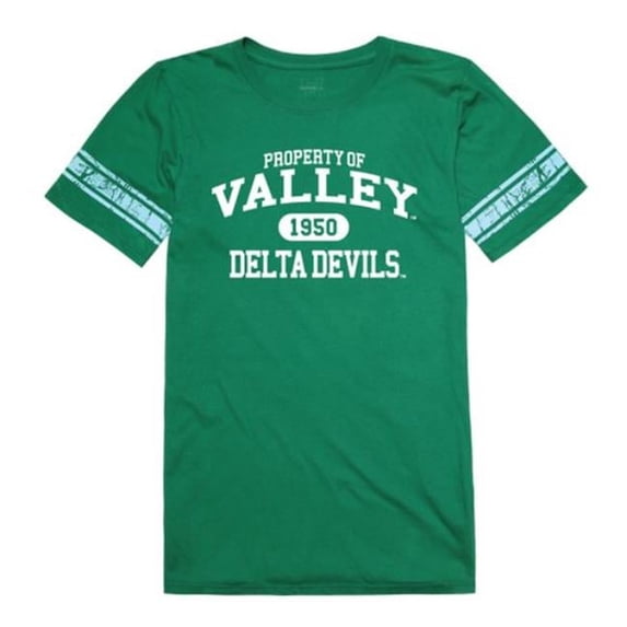 W Republic Mississippi Valley State University Delta Devils & Devilettes Women Property Football T-Shirt, Kelly - Medium