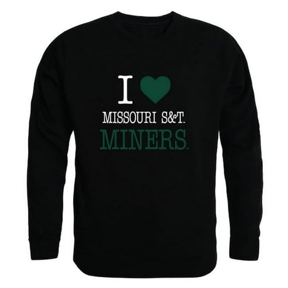 W Republic Missouri University of Science & Technology Miners I Love Crewneck Sweatshirt, Black - Small