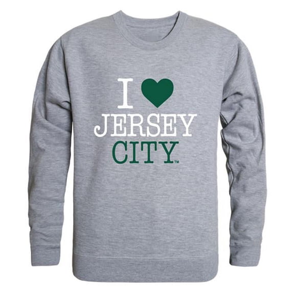 W Republic New Jersey City University Knights I Love Crewneck Sweatshirt, Heather Grey - 2XL