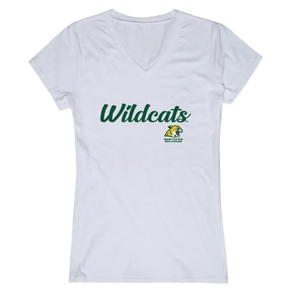 W Republic Northern Michigan University Script T-Shirt for Women, White - Large