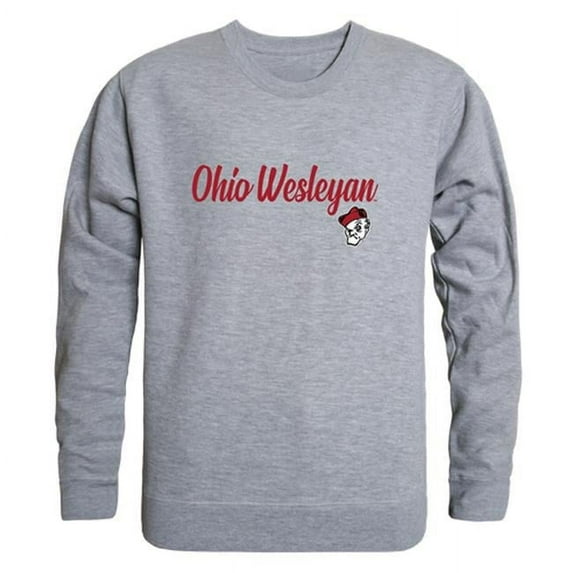 W Republic Ohio Wesleyan University Bishops Script Crewneck Sweatshirt, Heather Grey - Large