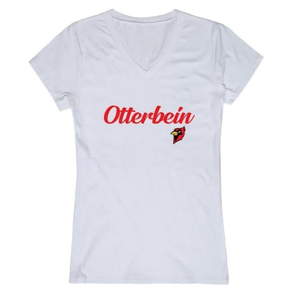 W Republic 555-361-WHT-01 Otterbein University Script T-Shirt for Women, White - Small
