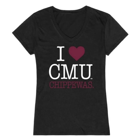 W Republic Products 550-114-BLK-01 Central Michigan University I Love Women T-Shirt, Black - Small