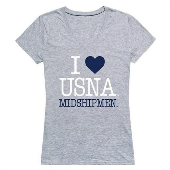 W Republic Products 550-136-HGY-02 United States Naval Academy I Love Women T-Shirt, Heather Grey - Medium