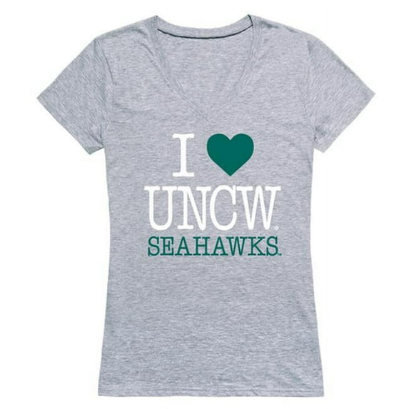 W Republic Products 550-139-HGY-05 University of North Carolina Wilmington I Love Women T-Shirt, Heather Grey - 2XL