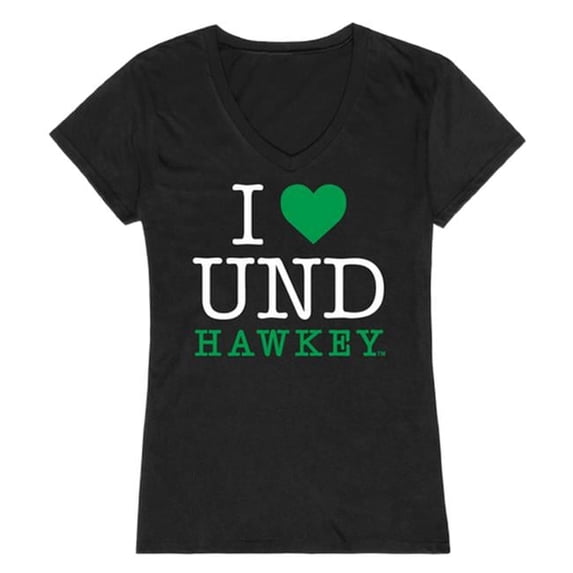 W Republic Products 550-141-BLK-03 University of North Dakota I Love Women T-Shirt, Black - Large