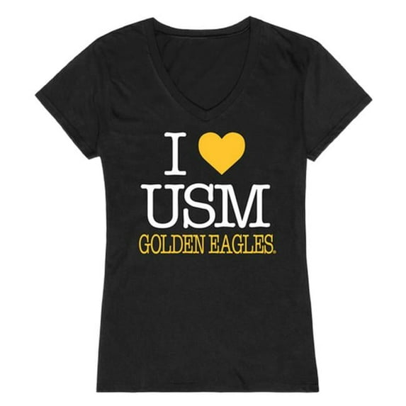 W Republic Products 550-151-BLK-05 University of Southern Mississippi I Love Women T-Shirt, Black - 2XL