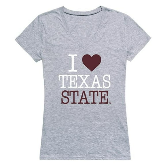 W Republic Products 550-181-HGY-03 Texas State University I Love Women T-Shirt, Heather Grey - Large
