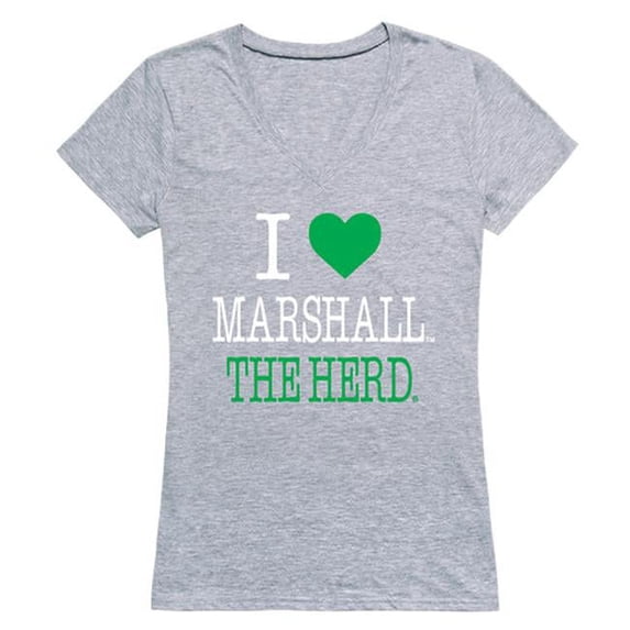 W Republic Products 550-190-HGY-04 Marshall University I Love Women T-Shirt, Heather Grey - Extra Large