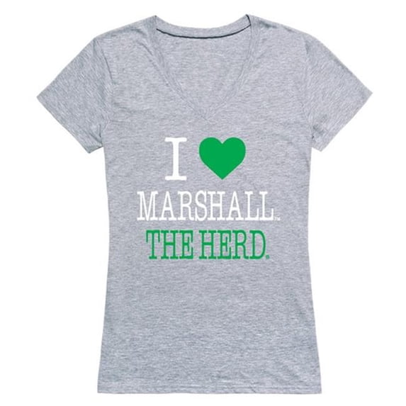 W Republic Products 550-190-HGY-05 Marshall University I Love Women T-Shirt, Heather Grey - 2XL