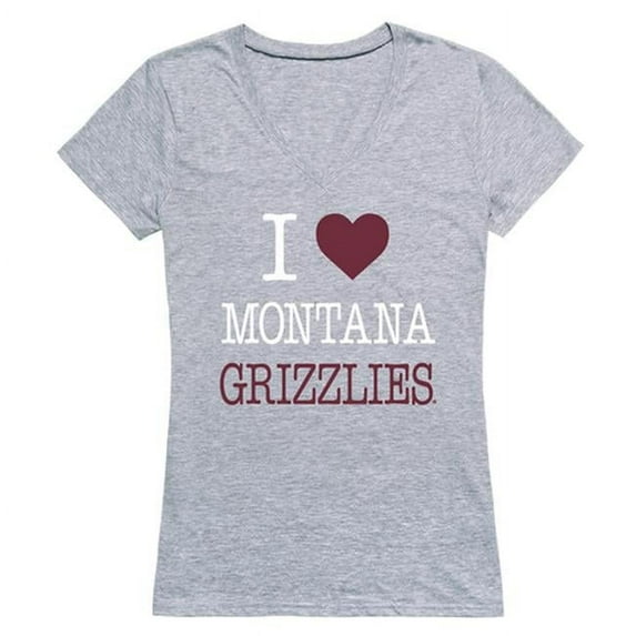 W Republic Products 550-191-HGY-04 University of Montana I Love Women T-Shirt, Heather Grey - Extra Large