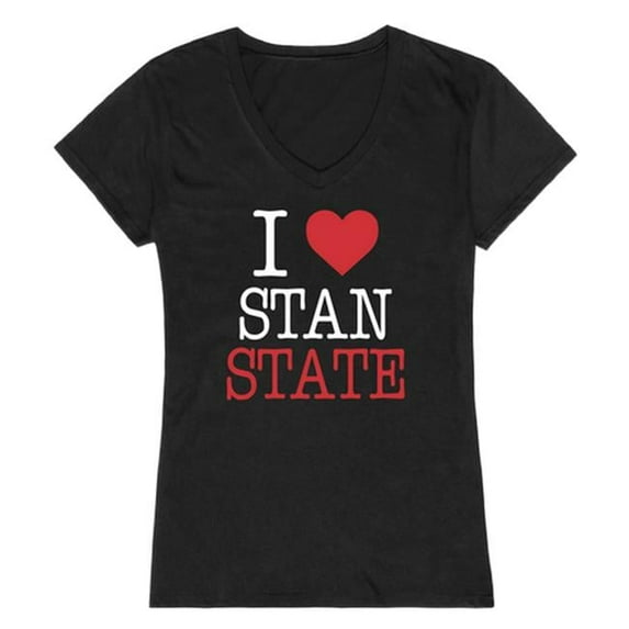 W Republic Products 550-208-BLK-03 California State University, Stanislaus I Love Women T-Shirt, Black - Large