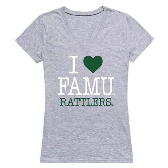 W Republic Products 550-218-HGY-05 Florida A&M University I Love Women T-Shirt, Heather Grey - 2XL