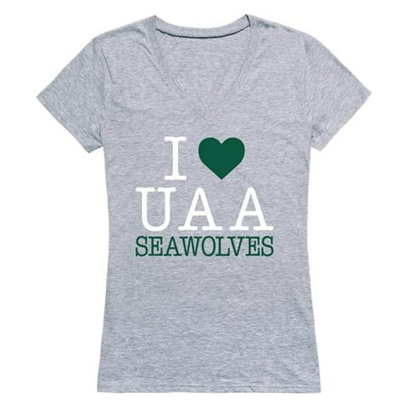 W Republic Products 550-259-HGY-05 University of Alaska Anchorage I Love Women T-Shirt, Heather Grey - 2XL