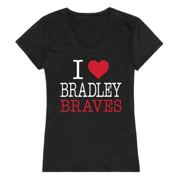 W Republic Products 550-270-BLK-03 Bradley University I Love Women T-Shirt, Black - Large