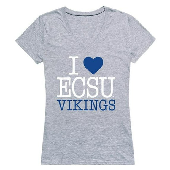 W Republic Products 550-297-HGY-02 Elizabeth City State University I Love Women T-Shirt, Heather Grey - Medium