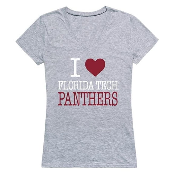 W Republic Products 550-304-HGY-05 Florida Institute of Technology I Love Women T-Shirt, Heather Grey - 2XL