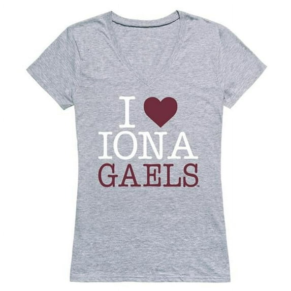 W Republic Products 550-315-HGY-02 Iona College I Love Women T-Shirt, Heather Grey - Medium