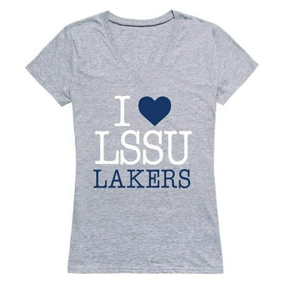 W Republic Products 550-325-HGY-03 Lake Superior State University I Love Women T-Shirt, Heather Grey - Large