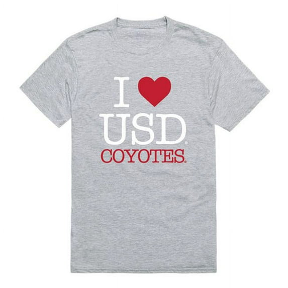 W Republic Products 551-148-HGY-02 University of South Dakota I Love T-Shirt, Heather Grey - Medium