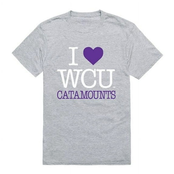 W Republic Products 551-156-HGY-04 Western Carolina University I Love T-Shirt, Heather Grey - Extra Large