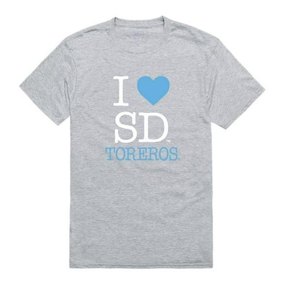 W Republic Products 551-197-HGY-02 University of San Diego I Love T-Shirt, Heather Grey - Medium