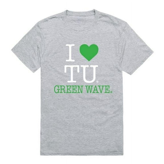 W Republic Products 551-198-HGY-03 Tulane University I Love T-Shirt, Heather Grey - Large